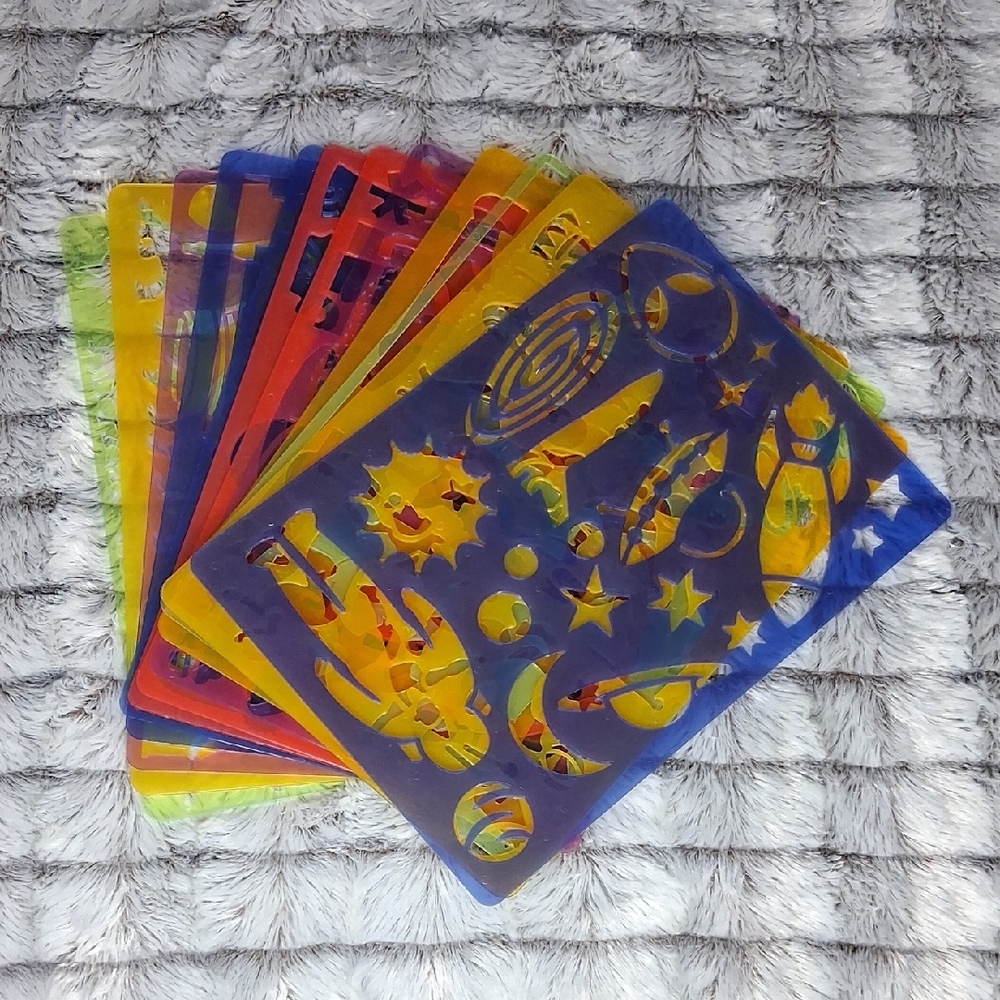 12 Colorful Themed Stencil Set